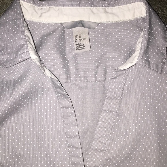 Lavender and white polka dot button up shirt - Picture 2 of 3